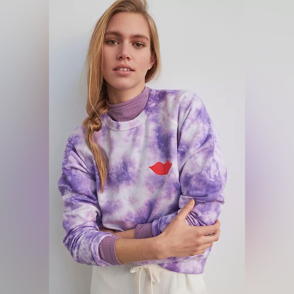 Brand New Claire V Poppy Tie Dye XL Crew Neck Sweater purple SO SOFT ๐ - Picture 11 of 13
